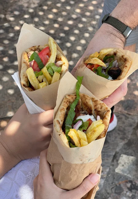 Halal Chicken Gyro with lettuce, tomato, and sauce at Brooklyn Brisket in Utica NY